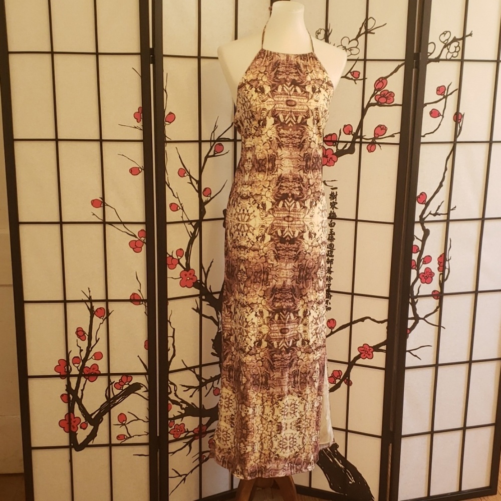 Gianni Bini Halter Maxi Floral Pattern Dress